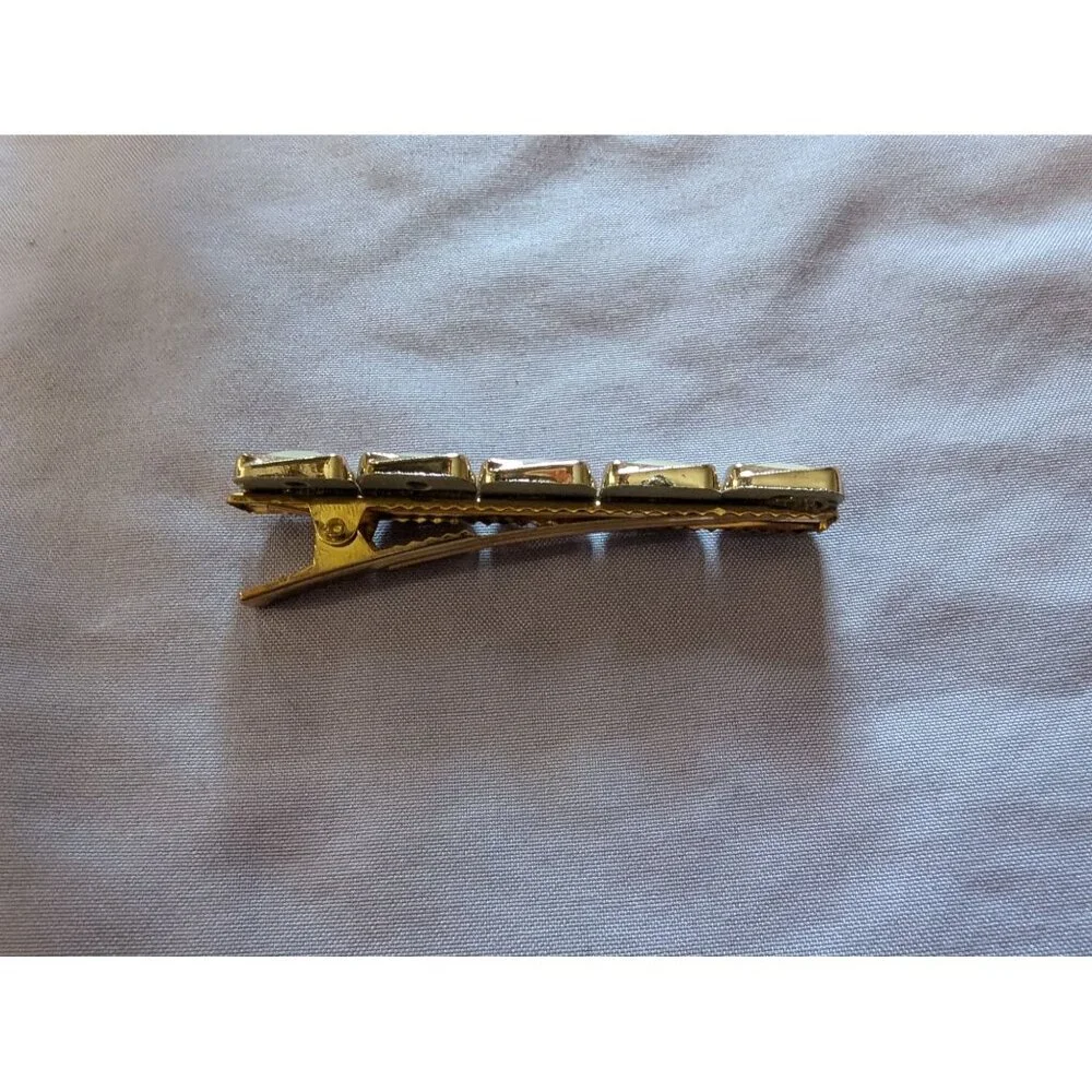 Gold-Tone Rectangular Hair Clip Barrette